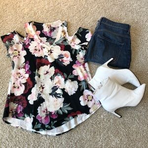 Floral Open Shoulder Top